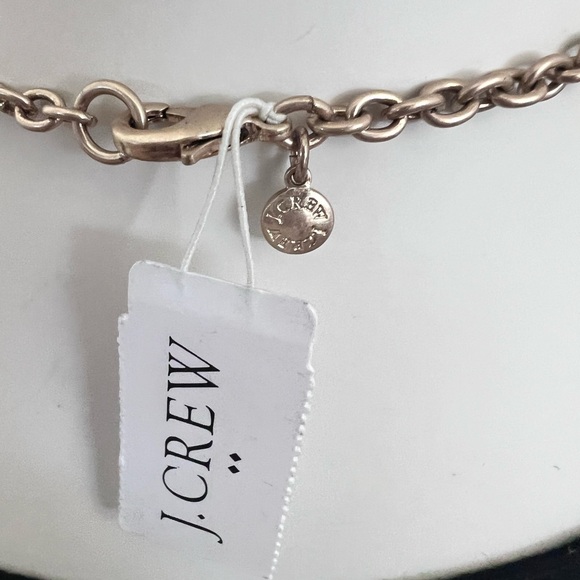 Designer J. Crew Gold-Tone Clear Crystal Bouquet Link Chain Statement Necklace - Picture 4 of 4